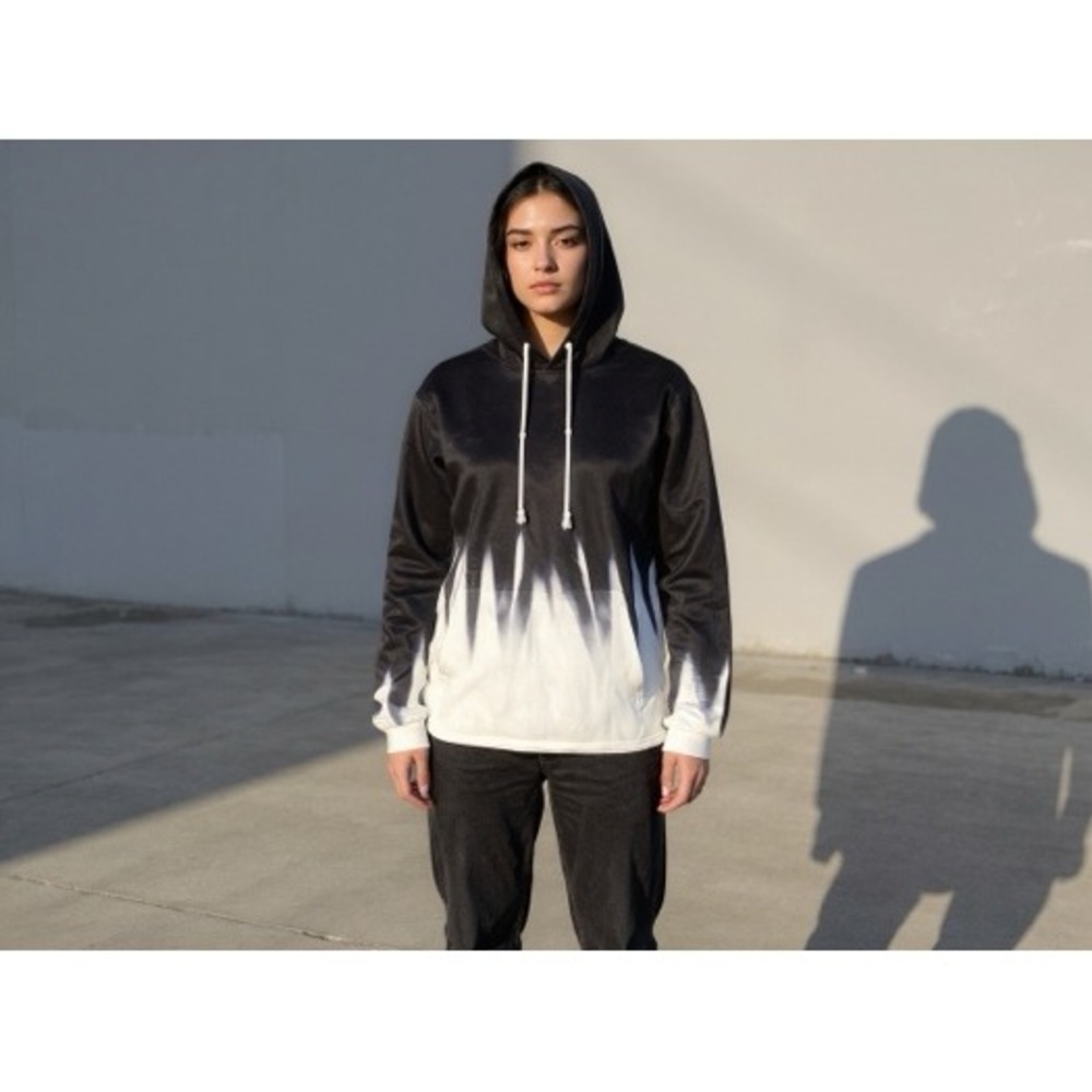 Noracora Womens XXL Black and White Tie Dye Hoodie Sweatshirt
